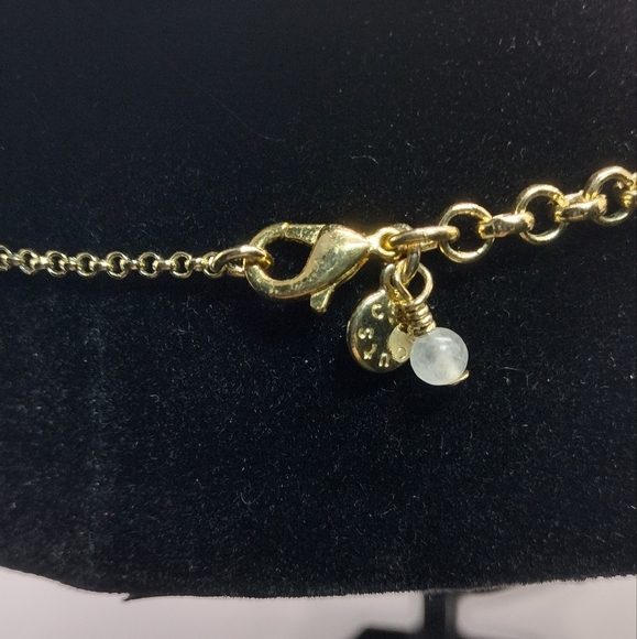 J CREW CREW- CUTS-Statement Necklace Gold Tone Red Flowers - Picture 4 of 8